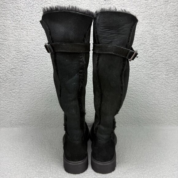 La Canadienne Boots Womens 6.5 Shoes Black Suede Tall Knee High Calf Shearling - Picture 5 of 12
